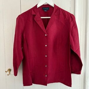 Talbots Deep Red Silk Blouse Size 12